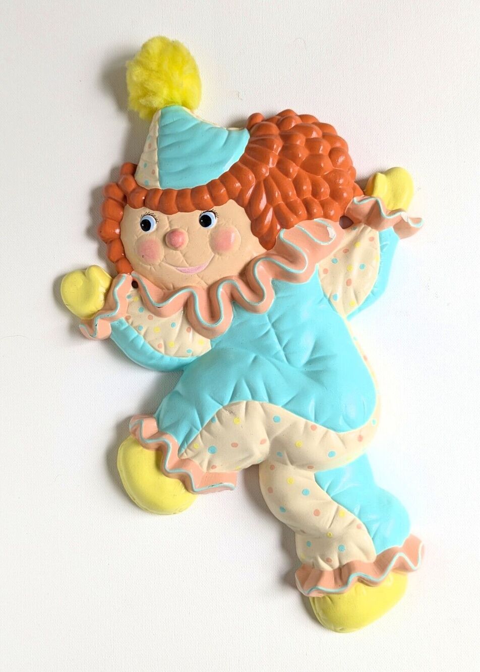 Vintage 1987 Ceramic Pastel Hand-Painted Cute Clown Wall Hanging Nursery Decor